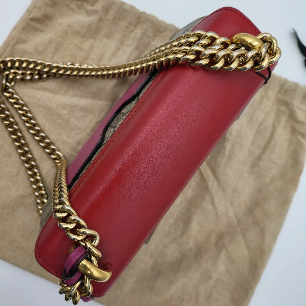 GUCCI GG Supreme Monogram Calfskin Small Padlock Bag Beige Hibiscus Red, W/COA. - Picture 6 of 16
